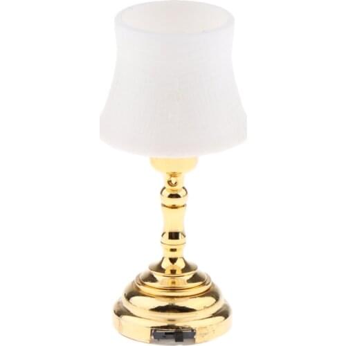 1:12 Dollhouse Miniature Table Lamp, LED light Battery Operated Lamp, for Dollhouse Decoration