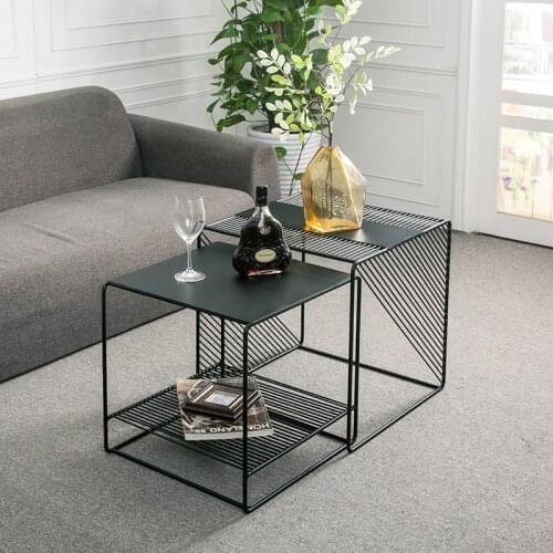 Zq Minimalist Iron Side Table Bedside Table Simple and Modern Coffee Table Nordic Creative Small Square Table Side Table