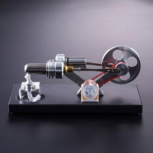 Hot Air Stirling Engine Motor Model DIY Kit with 4pcs Led Lights Electricity Generator Physics Educational Toy Teaching Aids