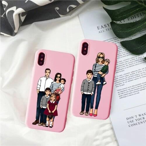 Fashion Baby Mom Girl Woman Case pink TPU Silicone Phone case For iPhone 7 8 6 6s Plus 12pro 11pro MAX XR XS MAX 6s 12mini Cover