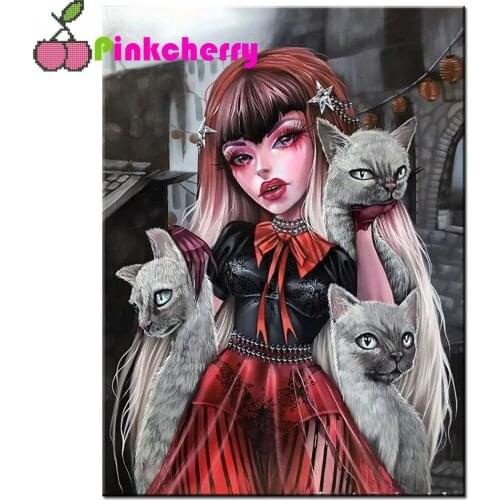 Cartoon fantasy cat girl 5D diy diamond painting cross stitch full drill fairy diamond embroidery mosaic art home decor k1314