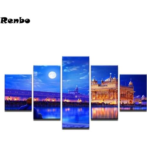 Indian Golden Temple 5d diy Diamond embroidery Cross Stitch full square drills diamond painting 5 pcs set home decorations art