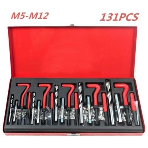 131pcs Car Engine Block Thread Repair Tool Kit M5/M6/M8/M10/M12 Restoring Damaged Professional Repair Tools Coarse Crowbar
