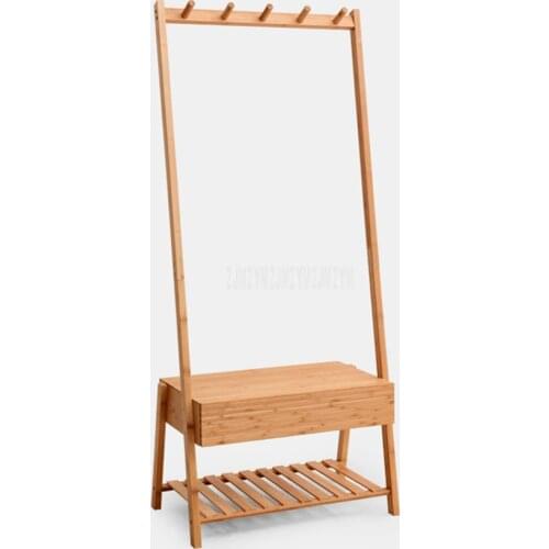 Natural Bamboo Articles Floor Corner Hanger Shelf Bedroom Living Room Dress Hat Storage Rack Shoes Cloth Organizer Storage Rack