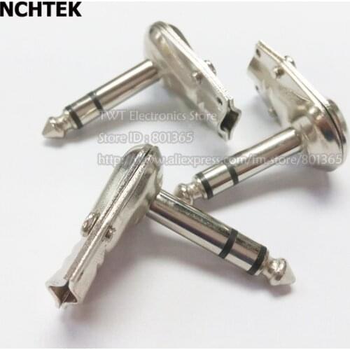 NCHTEK 90 Degree Angled 1/4" 6.35MM Stereo Male Speaker Guitar Phono Plug Adapter Connector/Free Shipping/2PCS