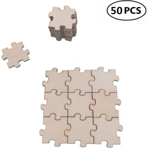 50pcs 20mm 0.78inch Puzzle Piece Shape Unfinished Wood Cutout Puzzle Wood Toy Artistic Craft Supply