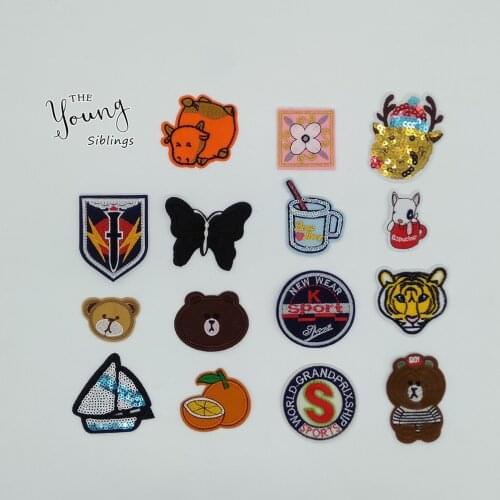 New arrive Cartoon Patch Embroidery Iron on patch Sewing Hot melt adhesive Applique Badges DIY Sequins Clothing Accessories