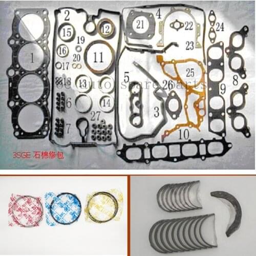 3SGE Engine Full gasket set kit crankshaft connecting rod bearing piston ring for Toyota CELICA ST182 MR2 REV 2 GT 2.0L 16V
