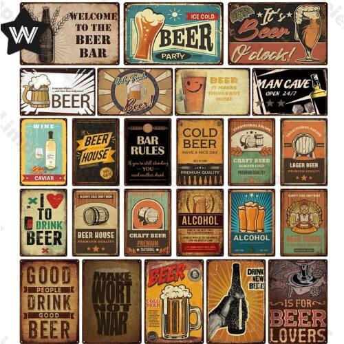 Shabby Chic Vintage Tin Sign Fashion Metal Poster Beer Man Cave Plate Beer Brand Wall Stickers Advertising for Club Decor Plaque