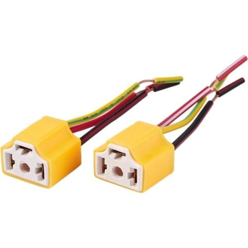 Hot YO-2 Pcs H4 9003 HB2 Female Ceramic Wire Harness Headlight Sockets Plug