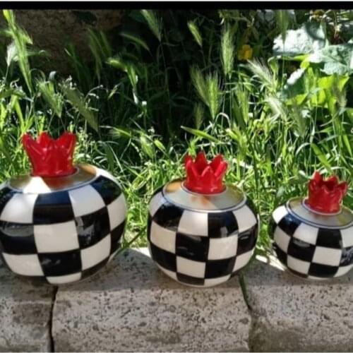 Checkerboard Pattern Pomegranate Set 3'lü