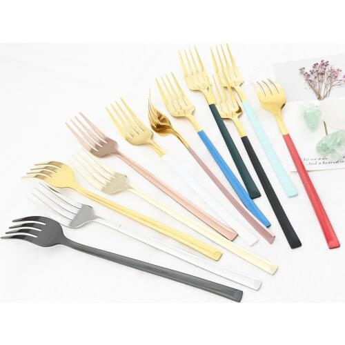 6Pcs/Set Dinner Forks Cutlery Stainless Steel Table Dessert Fork Set Western Kitchen Restaurant Silverware Flatware Dinnerware