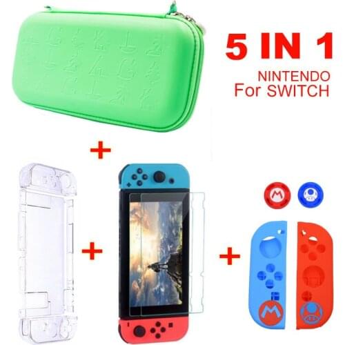 5 in 1 Nintend Switch Bag Set Case For NintendoSwitch NS NX Clear Shell Pouch JoyCon Protector Kawaii Games Accessories