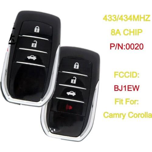 Keyless-Go Smart Car key for Toyota Camary Levin Corolla Intelligent Remote key Board : 0020 Fccid:BJ1EW 433/434MHZ 8A