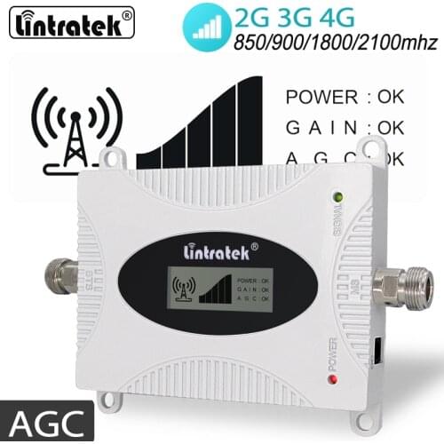 AGC Lintratek Signal Booster 2G 3G 900mhz Single Band Mobile Cellphone 850 1800 2100 Cellular Repeater Amplifier for Europe Asia