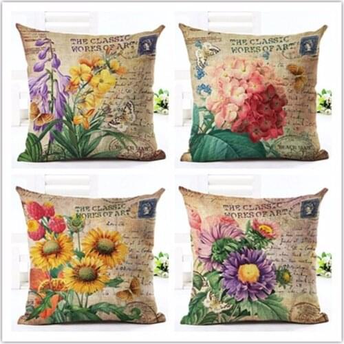 Vintage Style Rose Decorative Cushion Cover Flowers Printed Sofa Throw Pillow Car Chair Home Decor Pillow Case Almofadas Cojines