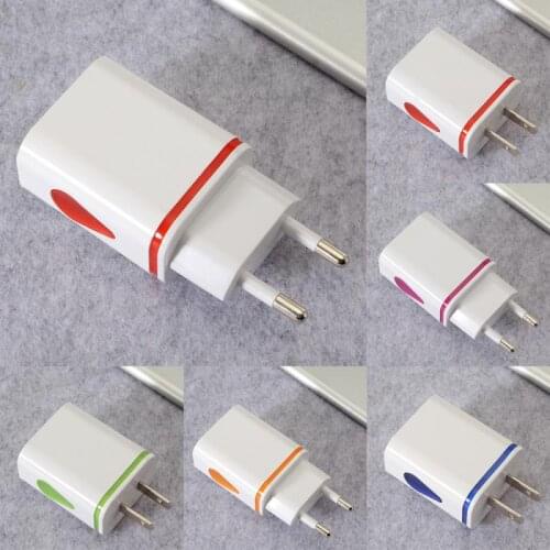 5 Colors Dual USB Charger 2.1A Fast Charging Universal Travel EU/US Plug Adapter Wall Mobile Phone Charger For IPhone For Huawei
