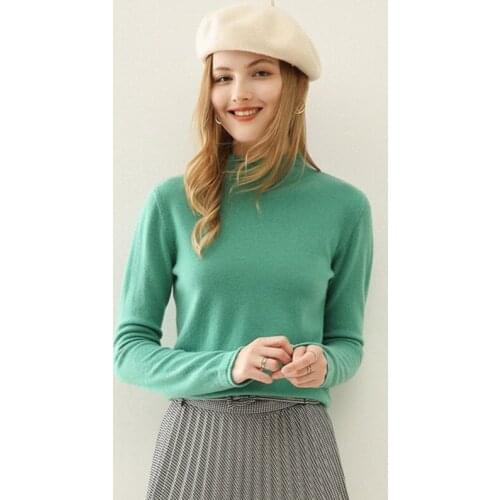 LHZSYY Half High-Neck Pure Wool Sweater Women 2020 Autumn Winter New Knit Short Slim All-match Base Shirt High-End Cashmere Top