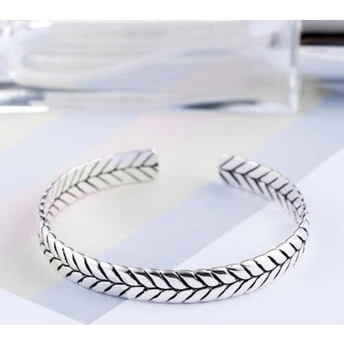 Sole Memory Creative Serpentine Leaves Retro Original Weaving 925 Sterling Silver Female Resizable Bracelets SBR161