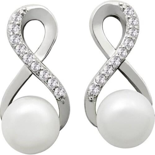 925 Sterling Silver Natural Freshwater Pearl Earrings 7mm White Light Smooth Trend Earring for Women Bride Wedding Jewelry