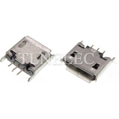 10pcs 1.5mm Micro USB Port Connector DIP 5-pin Curling Edge Famale Plug Adaptor 180 Degree Straight Insert Interface