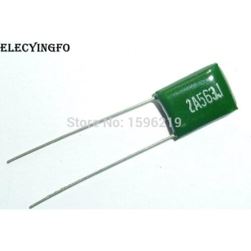 100pcs Mylar Film Capacitor 100V 2A563J 0.056uF 56nF 2A564 5% Polyester Film capacitor
