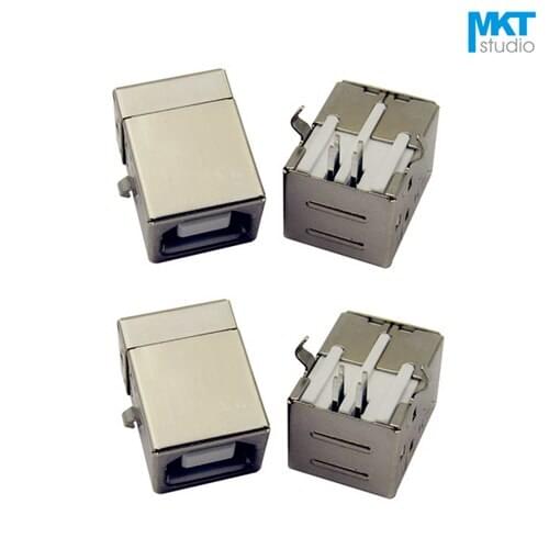 100Pcs B Type Right Angle Female USB PCB Connector Socket Jack Plug With White Plastic Part