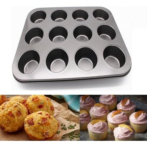 12 Cup Cupcake Pan Muffin Tray Cupcake Mold Muffin Pan Carbon Steel Baking Pan Non Stick Bakeware Biscuit Pan Microwave Cake
