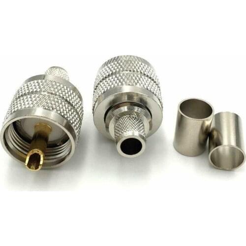 20PCS brass UHF male PL-259 plug crimp RG5 RG6 5D-FB LMR300 cable connectors