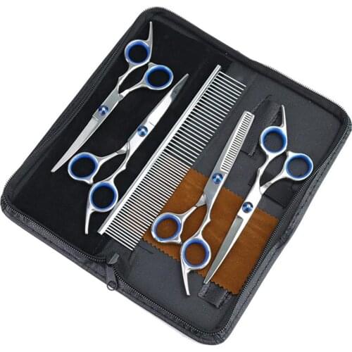 3/5pcs Pet Grooming Scissors Sets Puppy Animal Hair Straight Thinning Cutting Tools Professional Dog Groomer Comb Curved Shears