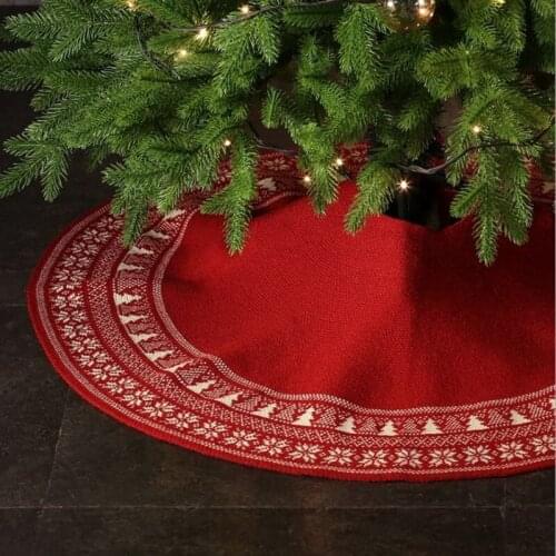 36/48 inch Christmas Tree Skirt Knitted Wool Christmas Tree Decoration Apron Shawl Retro Snowflake Tree Skirt Xmas Decor