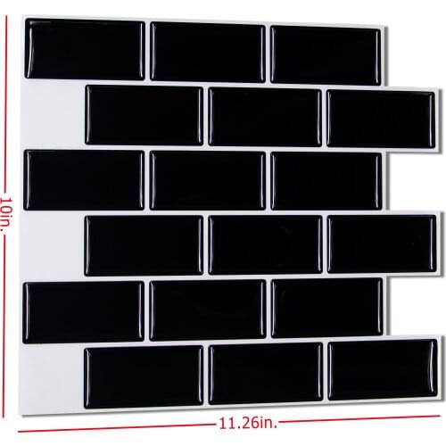 5 Pieces/pack Black mosaic kitchen wall tile stickers PET+PU material 3d wall tile stickers