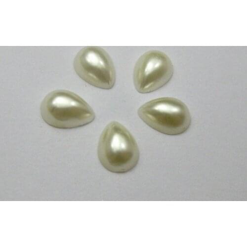 500 Ivory Tear Drop Half Pearl Bead 6X8mm Flat Back Scrapbook Craft