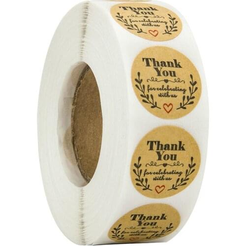 500pcs Natural Kraft olive round thank you Stickers seal labels for celebrating with us labels stickers and stationery sticker