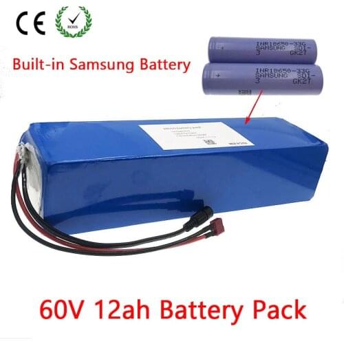 60V12Ah Battery Pack Built-in Samsung / Panasonic Cell For 60Volt 1500W 1000W 800W 750W 500W 350W Hub /Medium Bicycle Motor