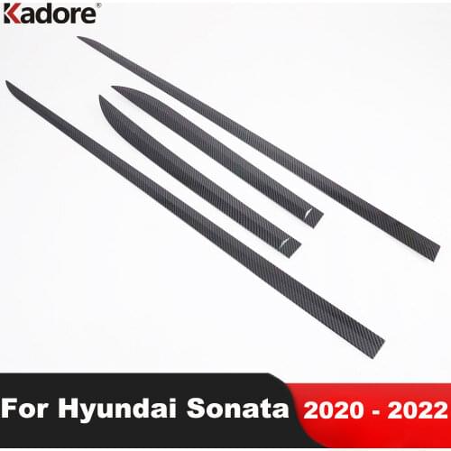 For Hyundai Sonata 2020 2021 Carbon Fiber Side Door Trim Molding Strip Stream Panel Bumper Hoods Car Styling Accessories