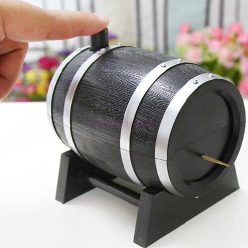 50Pcs/Lot Automatic Wine Barrel Toothpick Holder Hand Pressing Toothpick Container Box Dispenser Holder Household Organizer Desk