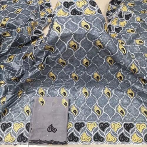 Bazin Riche Original and Swiss Voile Lace for Sewing Nigerian African Embroidered Fabric Wedding 5+2 Yards YC-135