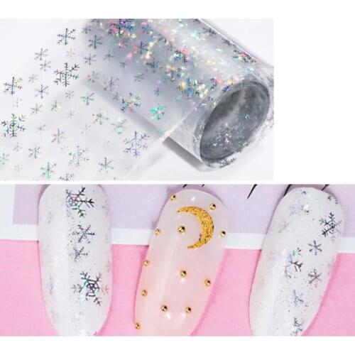 Shinning Snowflake Nail Art Transfer Foils Sticker Beauty Adhesive Polish Wrap Nail Tips Decorations 100cmx4cm