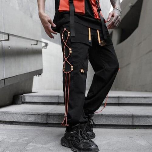 Men spring summer side drawstring techwear hip hop cargo pants streetwear joggers mens harajuku vintage casual joggers