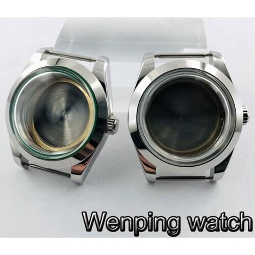 40mm sterile silver case coated glass stainless steel watch case fit ETA 2836 Miyota 8215 821A Mingzhu DG2813 3804 movement