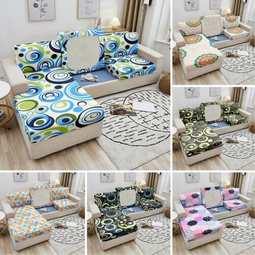Elastic Slipcover Stretch Sofa Seat Cover Mandala Geometric Cushion Cover For Living Room L Shape Corner Sofa Cover 1-4 Seat