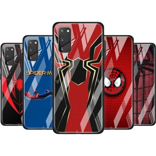 Spider Man Logo Tempered Glass Cover For Samsung Galaxy S20 S10 S9 S8 S10E FE Ultra Plus Lite 5G Phone Case