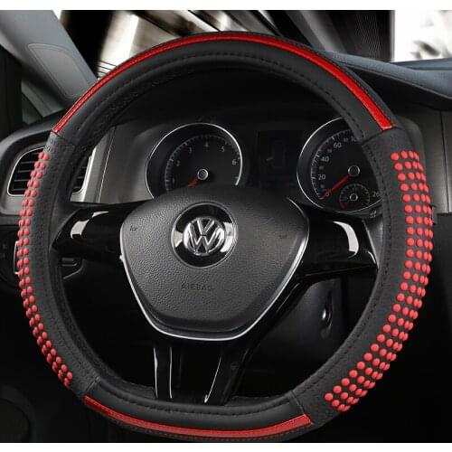 D Shape Leather Car Steering Wheel Cover Four Seasons Steering Wheel Hubs for VW GOLF 7 8 2015 POLO JATTA Interior Accessories