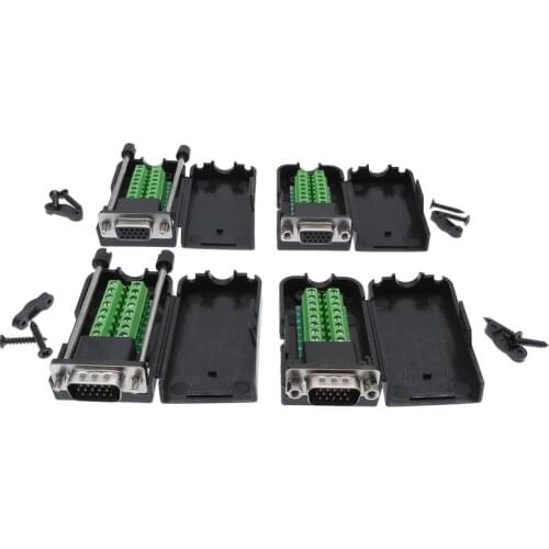 D-SUB DB15 VGA terminal 3 rows 15 pin plug breakout terminals screw type nut type 3+6 3+9 solderless connector