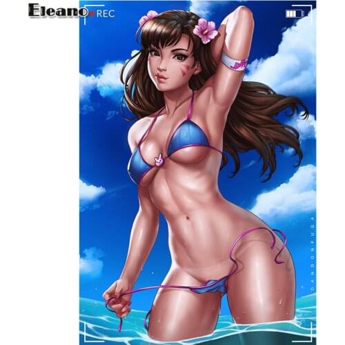 Custom print overwatch swimsuit D.VA Sexy Anime girl Art Posters HD wall art Canvas Painting for living room home decor picture