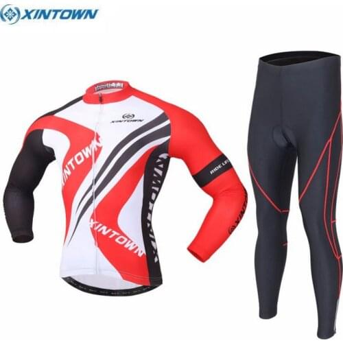 XINTOWN Outdoor Team Mens Clothing Set Ropa Ciclismo MTB Bike Bicycle Cycling Long Sleeve Jersey Bib Pants Suits