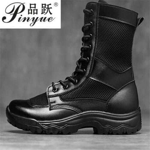 Summer super light breathable military boots men combat boots high side security check outdoor mesh tactical desert boots