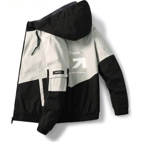 Mens Jacket Hooded Coat Windbreaker Men Clothing Patchwork Outwears Spring Autumn 4XL Jacket 2020 Casual Male Sport Coat LM158