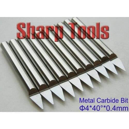 4MM 40 Angle 0.4MM Tip Solid Carbide Engraving Bits Mini Milling Tools for Metal Aluminum Steel, 10pcs CNC Engraver End Mill Set